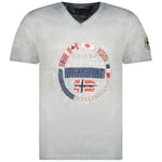 Geographical Norway jarico men Tee Shirt Coton Homme - T Shirts Classique Ete Avec Logo - Vetement Corps Manche Courte - Col V Coupe Reguliere Hommes - Été Toute Saison (GRIS_FONCE XL)