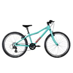 TechniBike PYRO TWENTYFOUR - Vélo Enfant Super léger de 24 Pouces pour Filles et garçons (Guidon VTT, dérailleur Shimano 8 Vitesses, Freins en V, Roues en Aluminium, Selle vélo Ergonomique, 8,5 kg)