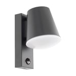 IP44 Outdoor Wall Light & PIR Sensor Anthracite Steel 1 x 10W E27 Bulb