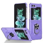 COQUE Étui pour Samsung Z Flip 5, de téléphone Tout Compris Mecha-Style Shell Film avec Support vidéo carré, de téléphone Pliable pour Samsung Galaxy Z Flip 5 5G-Mauve