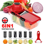 6 in 1 Vegetable Chopper Salad Fruit Mandolin Slicer Food Dicer Cutter Peeler UK