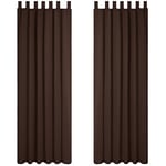 Deconovo Lot de 2 Rideaux Occultant Thermique Anti Froids Isolation Anti Chaud Rideau à Pattes 140x175cm Chocolat