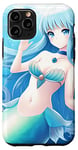 iPhone 11 Pro Turquoise blue ocean seashells manga girl anime mermaid Case