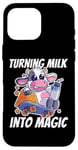 Coque pour iPhone 16 Pro Max Transformer le lait en machine à fromage magique avec humour d'élevage de vache laitière