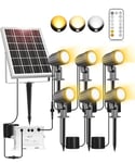 Spot Solaire Exterieur 6 EN 1, CLY Lampe Solaire Exterieur Jardin Etanche IP66 Projecteur Solaire Extérieur 6000mAh Lumiere Solaire Exterieur 2700K 4000K 6000K 2 Mode Dynamique 3 Luminosité pour Arbre