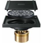 Siphon de Sol Noir Carrée Drain de Plancher Laiton 4 Pouces Caniveau de Douche Anti-Odeur Drain De Douche pour WC Salle de Bain Cuisine