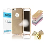 Weave Shockproof Silicone TPU Bumper Soft Case iPhone 6/6S Plus Gold + Glass