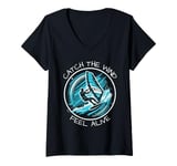 Womens Catch The Wind Feel Alive Windsurfing Adventure V-Neck T-Shirt