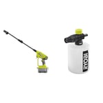 Ryobi - Pistolet Haute Pression 18V - 22 Bars - 182 L - buse 3-en-1 - kit de siphonnage 6 m Inclus avec crépine et Filtre intégrés - Vendu sans Batterie ni Chargeur & Buse détergent 750 ml