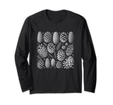 Pine Cone Vintage Botanical Illustration Nature Pine Tree Long Sleeve T-Shirt