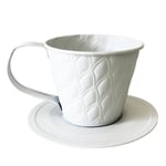 Cache Pot - Métal - Blanc - Tasse 11cm - Asymétrique