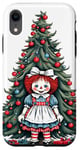 iPhone XR Raggedy Ann in front of a Christmas Tree Case