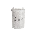 Tvättkorg DKD Home Decor Vit Barn Katt 42 x 42 x 63 cm Fibrer (2 antal)