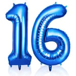 OFFCUP Ballon Chiffre 16 Bleu | Ballon Anniversaire 16 An 101cm | Numéro de Ballon | Décoratif Ballon | D'hélium Decoration Anniversaire Fête Vacances Ans Anniversaire