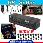 10 Outputs Guitar Effect Pedals Power Supply For 9V/12V/18V Portable 100-240V