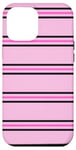 Coque pour iPhone 12 Pro Max Rose et bleu marine rayé girly esthétique Preppy Stripe