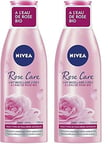 NIVEA Lait micellaire 2-en-1 Rose Care (1 x 200 ml), Lait démaquillant à l’Eau de Rose bio pour tous types de peau, Nettoyant visage et lèvres démaquillant et tonifiant (Lot de 2)