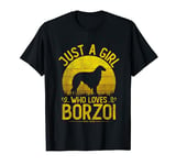 Vintage Borzoi, Just A Girl Who Loves Borzoi Girls Kids T-Shirt