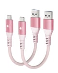 CONMDEX USB C Cable Short 50cm/0.5M 2Pack [10Gbps Data] USB3.1 Gen2 Type C Android Auto Cable QC3.0 3.1A USB A to C Fast Charger for Samsung Note20 Galaxy S24/S23/S22 Z Flip 5 Pixel 9 OnePlus 11 Pink