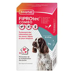 Beaphar – FIPROTEC COMBO au Fipronil + (S)-Méthoprène dosés à 134 mg/120,6 mg – Solution spot-on pour chiens moyens (10-20 kg) – Agit contre puces, tiques et poux broyeurs – 3 pipettes de 1,34 ml