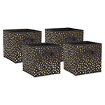 DII Lot de 4 paniers pliables en tissu non tissé Motif à pois Noir/doré 27,9 x 27,9 x 27,9 cm