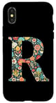 iPhone X/XS initial monogram floral letter R colorful Garden flowers art Case