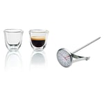 Delonghi 5513214591 Espresso Thermo Glasses - Pack of 2 & Kitchen Craft Stainless Steel Milk Frothing Thermometer