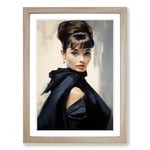 Audrey Hepburn Classicism No.2 Framed Wall Art Print, Ready to Hang Picture for Living Room Bedroom Home Office, Oak A2 (48 x 66 cm)