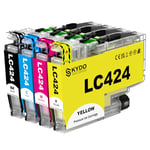 Skydo LC424 Cartouches d'encre Compatible pour Brother LC 424 pour Brother DCP-J1200W DCP-J1200WE Imprimantes (1 Noir, 1 Cyan, 1 Magenta, 1 Jaune)