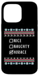 iPhone 14 Pro Max Nice, Naughty, Horace Christmas Ugly Sweater Style Case