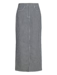 Selected Femme Slfmyra Hw Stripe Column Denim Skirt Blå