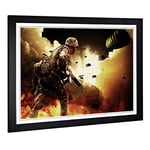 Big Box Art Framed Print of War Battle Scene Army (1) Design | Wall Art Picture | Home Decor for Kitchen, Living, Dining Room, Bedroom, Hallway, Office, Black, A2 / 24.5x18 Inch / 62x45cm