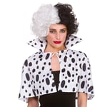 Dalmatian Print Cape Cruella 101 Collar Adults Halloween Fancy Dress