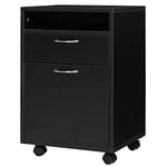 HOMCOM Caisson de Bureau Rangement Bureau sur roulettes tiroir Placard Niche Panneaux Particules Noir