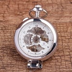 DSHUJC Pocket Watch, Smooth Magnifier Mechanical Pocket Watches Steampunk Hand-Winding Skeleton Mechanical Fob Watch Chains Pendant Men Women Gift