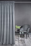 Eurofirany Kristi Rideau en Velours avec Galon Fronceur - 1 pc. Rideau Thermique, Rideau Occultant pour Chambre à Coucher, Salon, Salle à Manger, Densité 330g/m², 140x270 cm, Gris