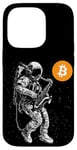 Coque pour iPhone 14 Pro Bitcoin Space Jazz Astronaut crypto sax saxophonist moon