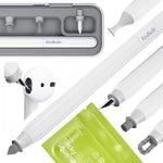 Air Care 2.0 AirPods Kit de Nettoyage pour AirPods, iPhone et appareils Apple avec carrés Autocollants, étui Rigide et étui de Voyage breveté avec brosses interchangeables