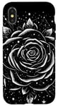 Coque pour iPhone X/XS Rose noire recouverte d'étoiles