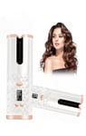 Hair Curler, Rotating Curling Tongs, Curling Iron, Cordless, USB Ceramic, White