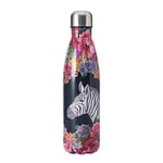 Mikasa Wild at Heart bouteille d'eau en acier inoxydable, 500ml, bouteille isotherme avec couvercle à vis pour les trajets quotidiens, l'école ou le gymnase, imprimé zèbre