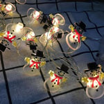 Julgransljus 2m 20 LED-lampor Sträng Dekoration Fest Julgran Hängande Lampa Inomhus Utomhus Hem Eldstad Mantel Dekorationer Black Hat Snowman