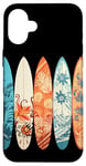 Coque pour iPhone 16 Plus Planche de surf tropicale colorée Art Hibiscus Beach Vibes