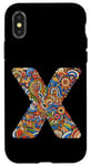 Coque pour iPhone X/XS Lettre initiale du nom de l'alphabet X dans le style Doodle Art