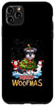 Coque pour iPhone 11 Pro Max Schnauzer miniature Merry Christmas Tree Lights Dog X-Mas