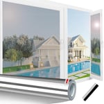 Linarun One Way Window Film 50x400 Sliver Reflective Window Films Mirror Privacy Film for Glass Windows, See Out Not In, Anti Glare UV Heat Control Privacy Vinyl, Non-Adhesive,Static Cling