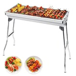 AGM Barbecue à Charbon, BBQ Grill Démontable Pliable Portable en Acier pour Pique-Nique, Voyage, Jardin, Camping (XL, Argent-1)