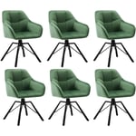 Lot de 6 Chaises Pivotante à 360° WOLTU, Chaise Salle à Manger en Velours, Fauteuil Scandinave, Pieds en Métal, Vert Foncé