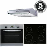 SIA 60cm Stainless Steel Oven, Touch Control Induction Hob & Visor Cooker Hood