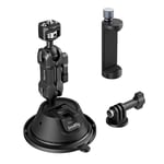 SMALLRIG Double-Layer Suction Cup Mount for Action Camera, Car Mount w Holder for GoPro for DJI Osmo, Dual Ball Head 360° Rotation for Car Windshield Window, SC-1K - 4275